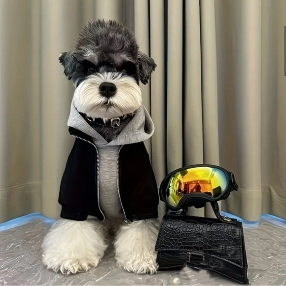 Stylish Black and Gray Pet Dog Hoodie Sweatshirt - Picture 2 of 8